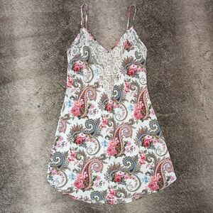 Victoria's Secret Gold Label Vintage Slip Paisley Print Floral Lace Small